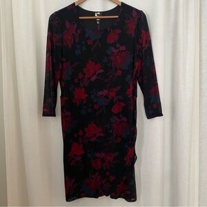 NWT Reitmans Rock & Shine Long Sleeve Floral Black and Red Dress Sz XL